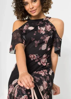 Bedrucktes Mesh-Maxikleid