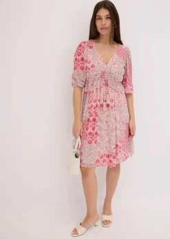 bedrucktes Mesh-Tunika-Kleid