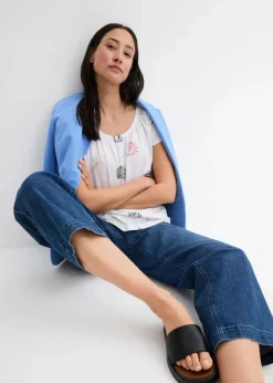 Bedrucktes Shirt mit Rundhalsausschnitt aus Bio-Baumwolle