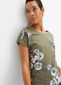 Bedrucktes Shirt mit Spitze