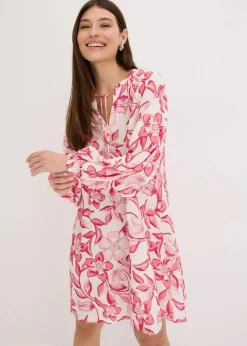 bedrucktes Tunika-Kleid aus fließender Viskose