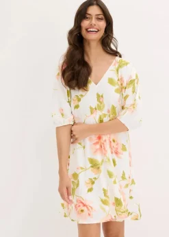 bedrucktes Tunika-Kleid aus fließender Viskose