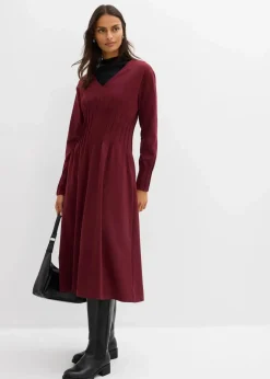 Bequemes Kleid mit Zierfalten aus Viskose-Mix