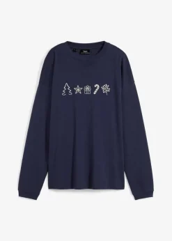 Besticktes Weihnachts-Langarmshirt, oversized