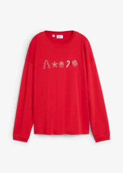 Besticktes Weihnachts-Langarmshirt, oversized