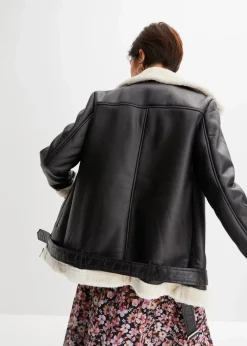 Biker-Jacke aus Lammfellimitat