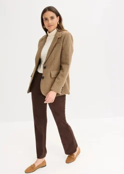 Blazer mit Fischgratmuster und Wollanteil