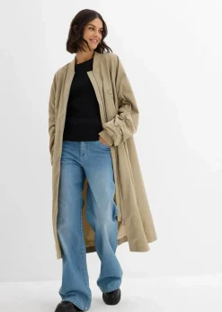 Blouson-Mantel mit Strickkragen