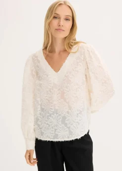 Bluse mit floralem Strukturmuster