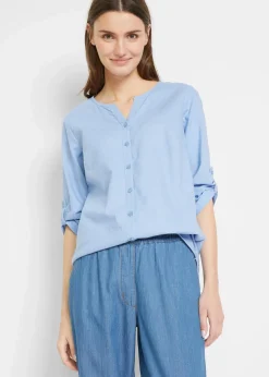 Bluse mit Leinen, 3/4 Arm
