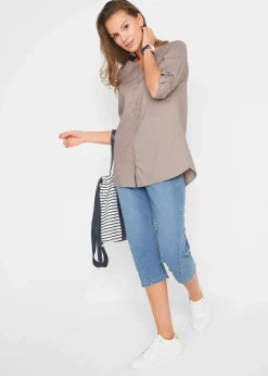 Bluse mit Leinen, 3/4 Arm