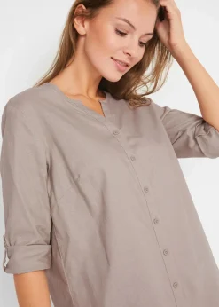 Bluse mit Leinen, 3/4 Arm