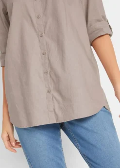 Bluse mit Leinen, 3/4 Arm
