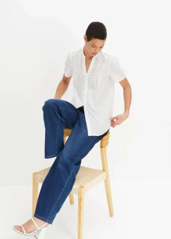 Bluse mit Lochstickerei