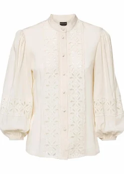 Bluse mit Spitze aus softem Viskose-Mix