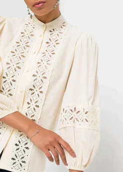 Bluse mit Spitze aus softem Viskose-Mix