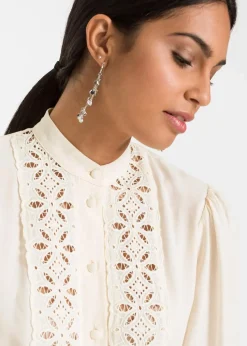 Bluse mit Spitze aus softem Viskose-Mix