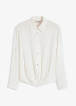 Bluse mit Wickel-Detail aus strukturiertem Material