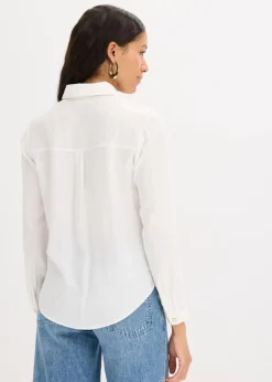 Bluse mit Wickel-Detail aus strukturiertem Material