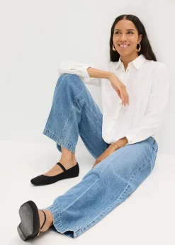 Bluse mit Wickel-Detail aus strukturiertem Material