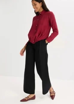 Bluse mit Wickel-Detail aus strukturiertem Material