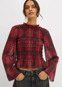 Blusenshirt mit Smokeinsatz