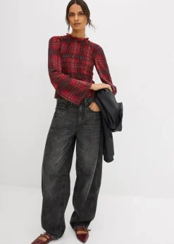 Blusenshirt mit Smokeinsatz