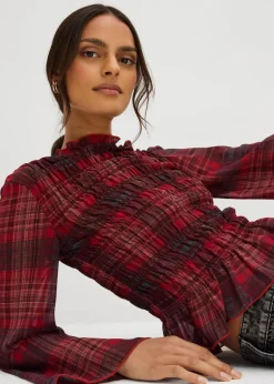 Blusenshirt mit Smokeinsatz