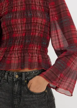 Blusenshirt mit Smokeinsatz