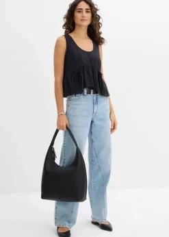 Blusentop aus luftigem Leinen-Mix