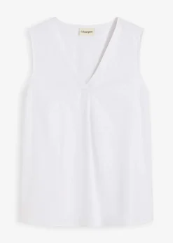 Blusentop aus luftigem Leinen-Mix