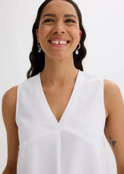 Blusentop aus luftigem Leinen-Mix