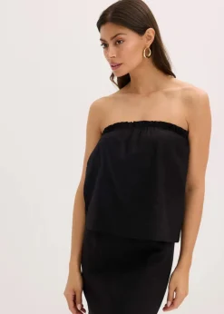 Blusentop mit Leinenanteil