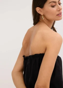 Blusentop mit Leinenanteil