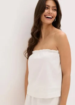 Blusentop mit Leinenanteil