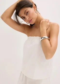 Blusentop mit Leinenanteil