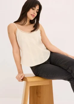 Blusentop mit Lochstickerei aus reiner Baumwolle