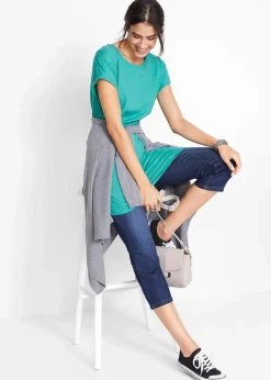 Boxy-Longshirt mit kurzen Ärmeln