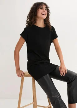 Boxy-Longshirt mit kurzen Ärmeln