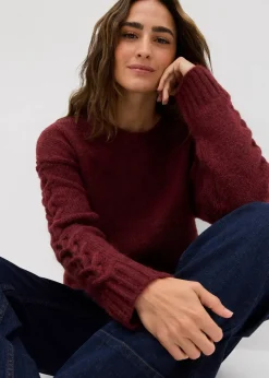 Boxy-Pullover mit geflochtenen Ärmeln