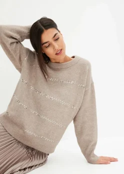 Boxy-Pullover mit Pailletten