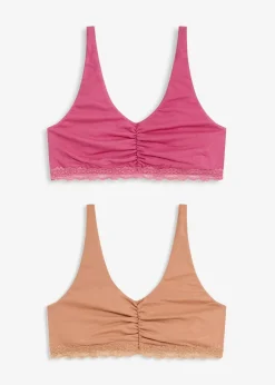 Bralette mit Baumwolle und Spitze (2er Pack)