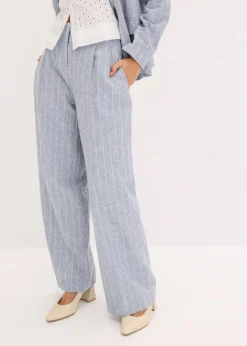 Bundfaltenhose mit Leinenanteil