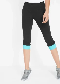 Capri-Leggings mit Kontrastbündchen