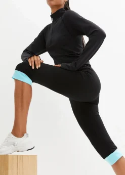 Capri-Leggings mit Kontrastbündchen