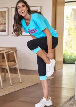 Capri-Leggings mit Kontrastbündchen
