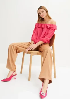 Carmenbluse aus recyceltem Polyester