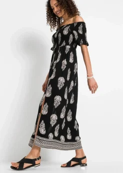 Carmen-Kleid aus fließender Viskose