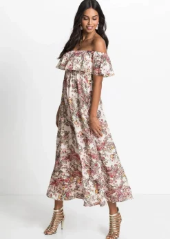 Carmen-Kleid aus fließender Viskose