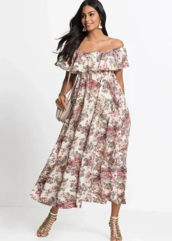 Carmen-Kleid aus fließender Viskose